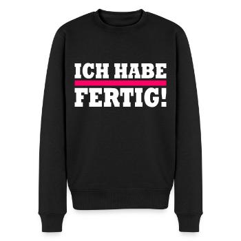 Ich habe fertig - Männer Premium Bio Pullover - Schwarz - Vorne - Nico (187cm)