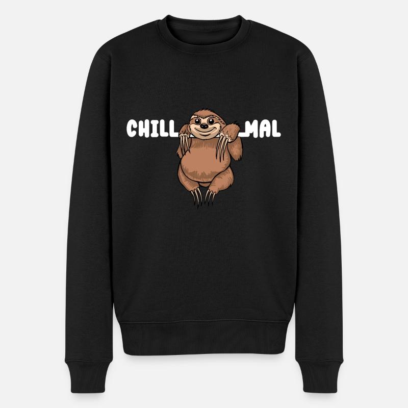 FAULTIER CHILL MAL CHILLEN - Männer Premium Bio Pullover - Schwarz