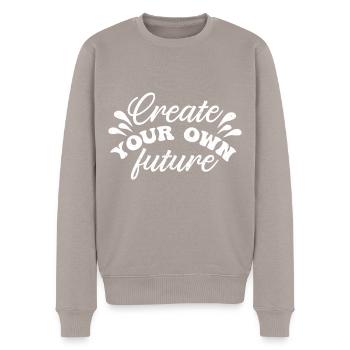 Motivation Eigener Weg Finanzielle Freiheit - Männer Premium Bio Pullover - Taupe - Vorne - Nico (187cm)