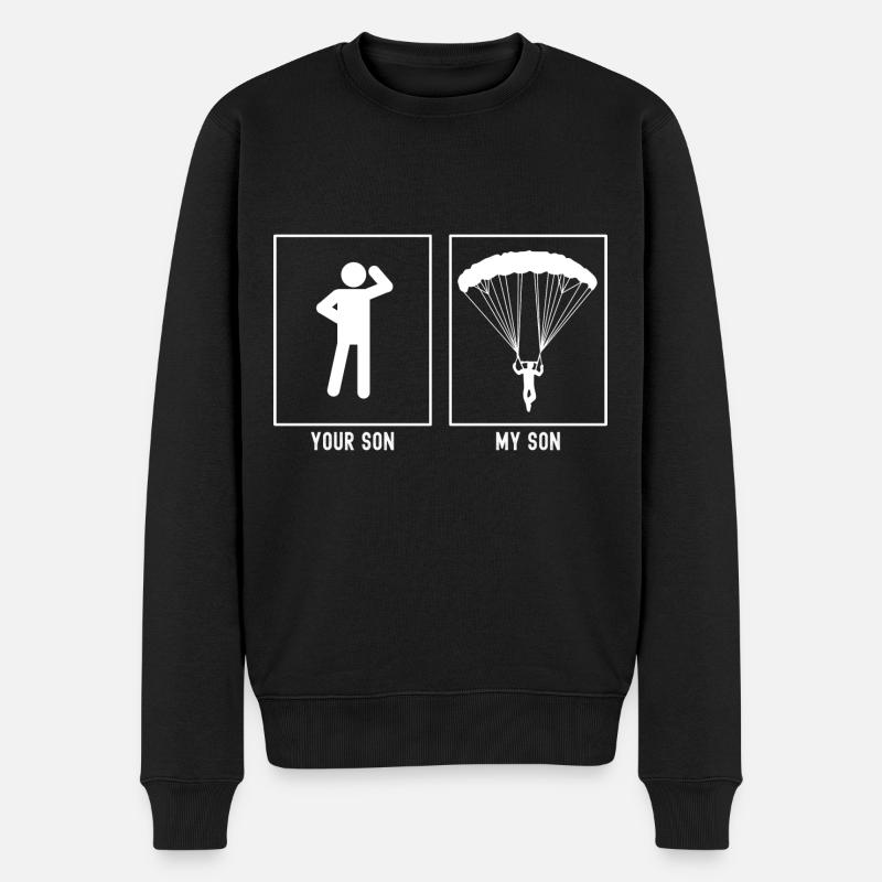 Dein Sohn - Mein Sohn - Gleitschirmfliegen von vor - Männer Premium Bio Pullover - Schwarz
