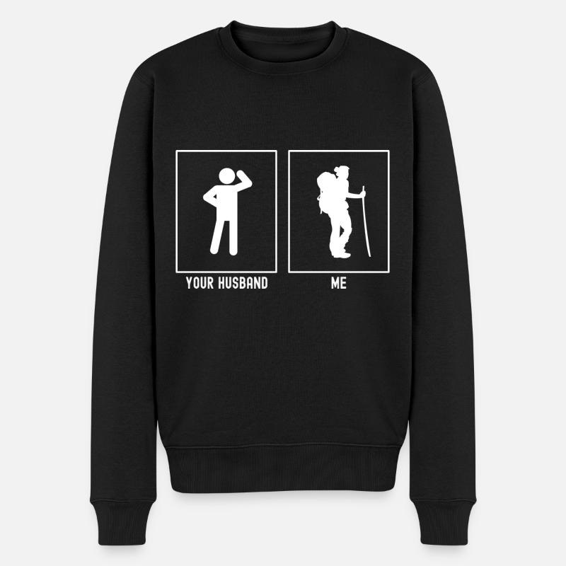 Ihr Ehemann - Ich - Wandernde Frau - Männer Premium Bio Pullover - Schwarz
