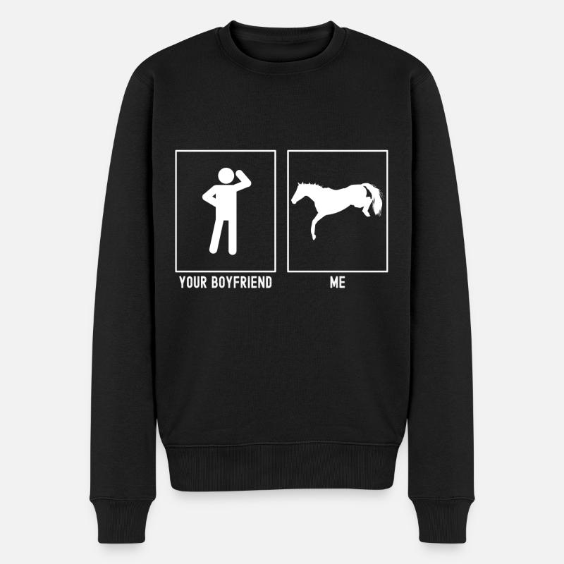 Dein Freund - Ich - Pferd Sprung - Männer Premium Bio Pullover - Schwarz