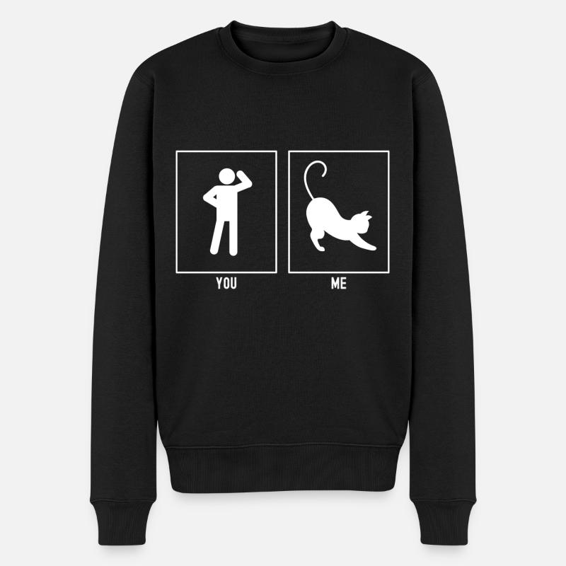 Du - Ich - Katze strecken - Männer Premium Bio Pullover - Schwarz