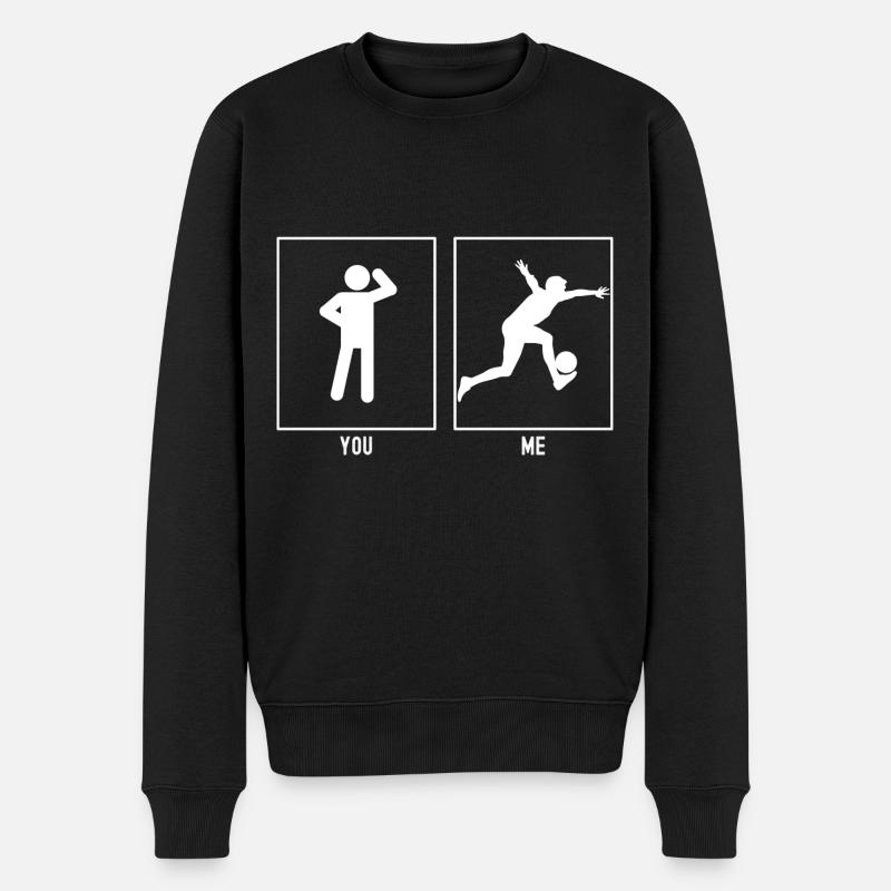 Du - Ich - Fußball Spaß - Männer Premium Bio Pullover - Schwarz