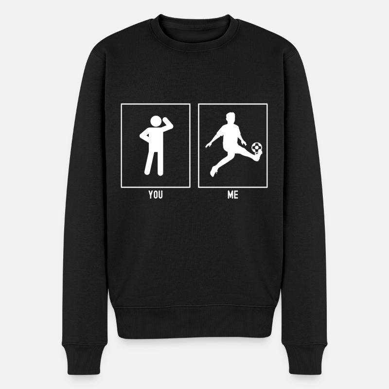 Du - Ich - Fußball Kick - Männer Premium Bio Pullover - Schwarz