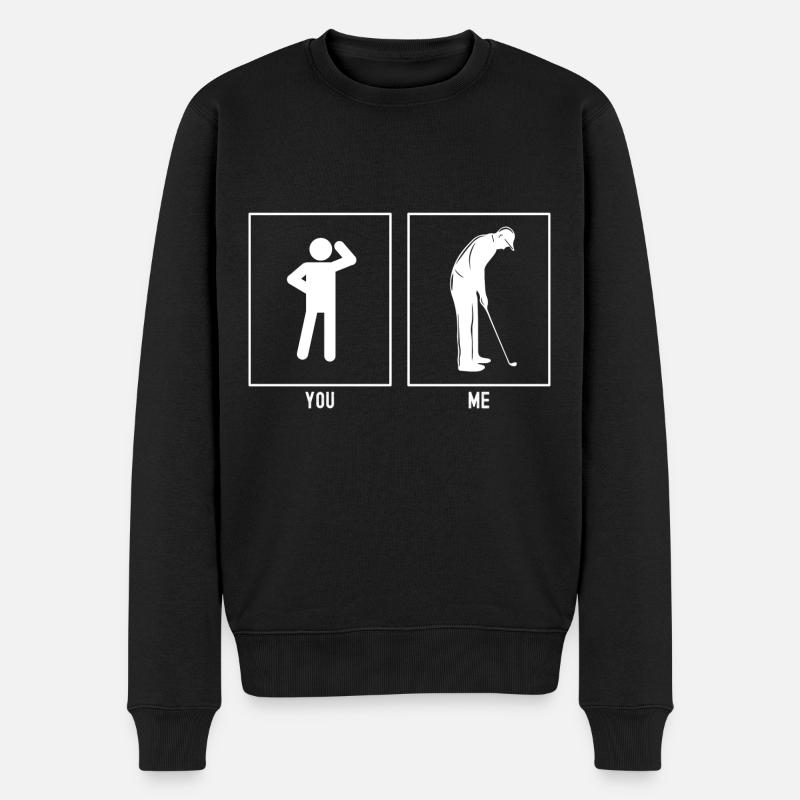 Sie - Ich - Golfspieler in Pose - Männer Premium Bio Pullover - Schwarz
