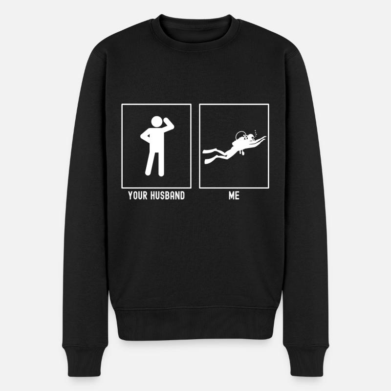 Son mari - Moi - Natation Plongée - Pull Premium bio Homme - noir