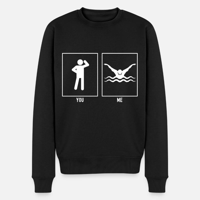 Du - Ich - Schwimmen - Männer Premium Bio Pullover - Schwarz