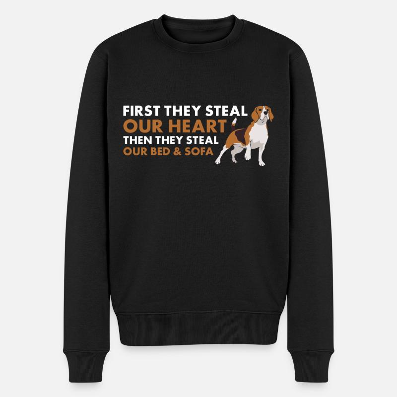 First They Steal Our Heart Beagle - Männer Premium Bio Pullover - Schwarz