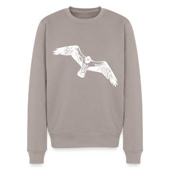 Vintage Seemöve im Flug - Männer Premium Bio Pullover - Taupe - Vorne - Nico (187cm)