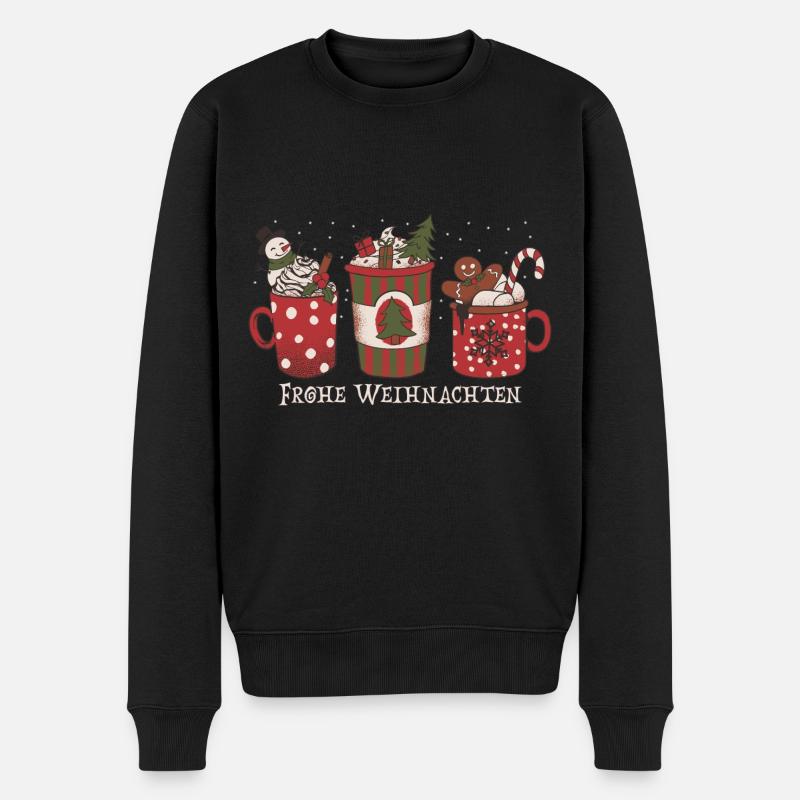 Lustiger Weihnachtsmann Kostüm Frohe Weihnachten - Männer Premium Bio Pullover - Schwarz