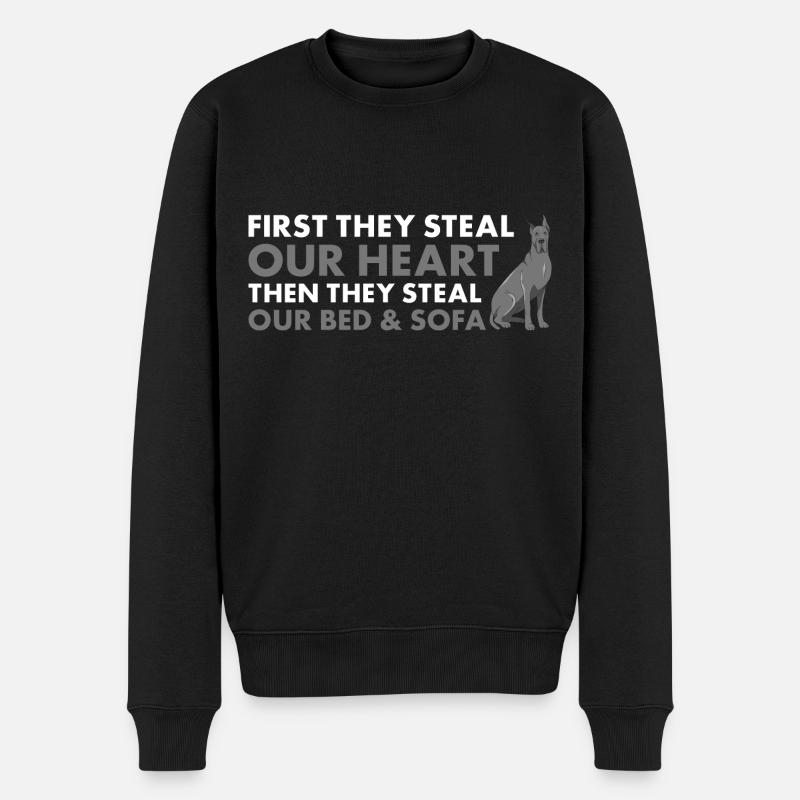 They Steal Our Heart Great Dane - Männer Premium Bio Pullover - Schwarz