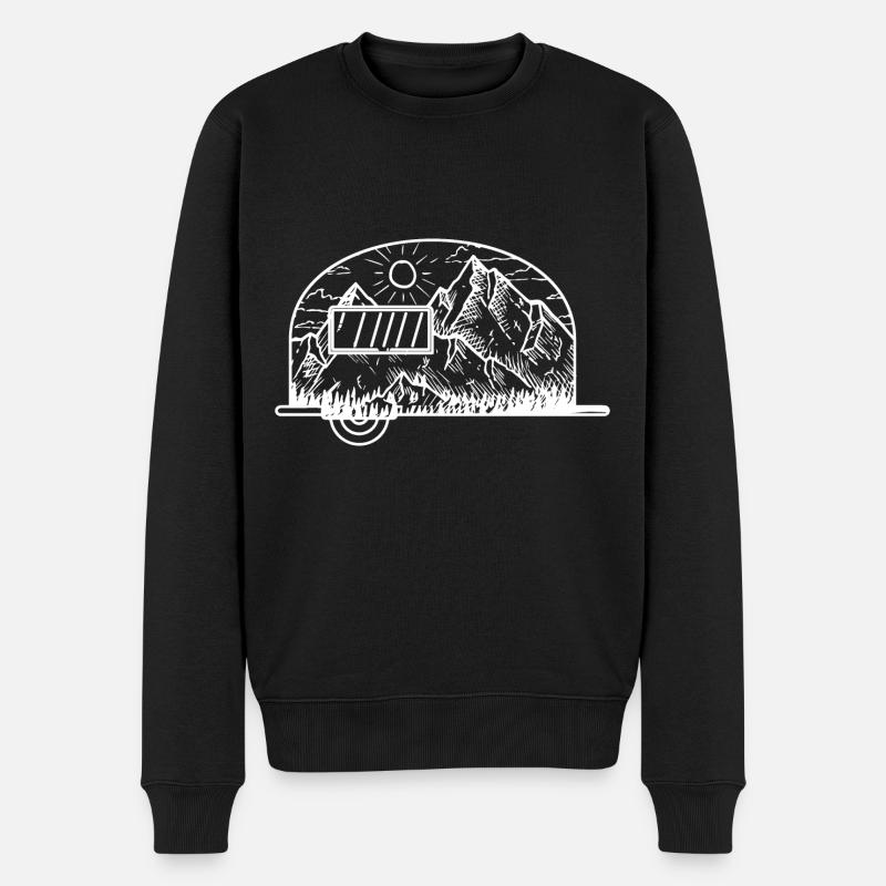 Berg - Wohnwagen - (11) - Männer Premium Bio Pullover - Schwarz