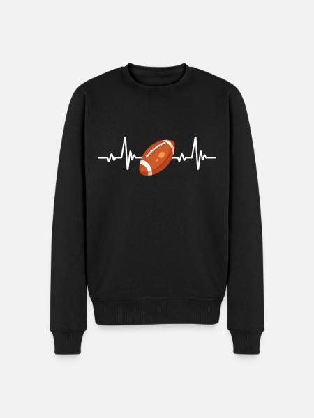 Rugby-Herzschlag - Männer Premium Bio Pullover - Schwarz