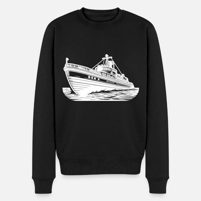Schnittiges Hochseeschiff Kutter Schlepper - Männer Premium Bio Pullover - Schwarz