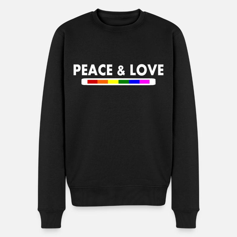 Peace and love - Männer Premium Bio Pullover - Schwarz