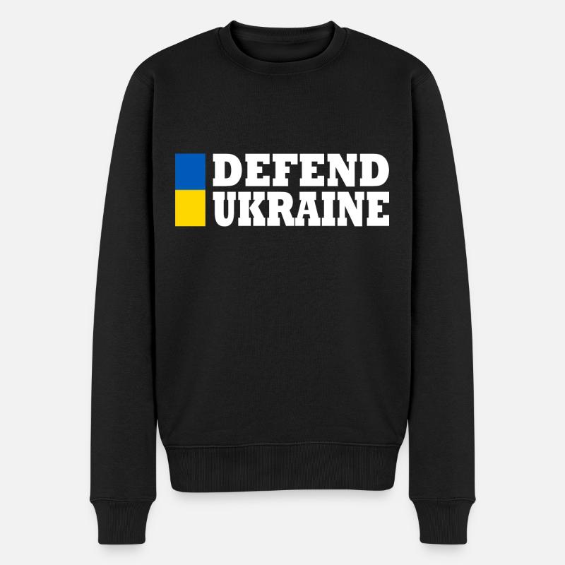 Defend ukraine - Männer Premium Bio Pullover - Schwarz