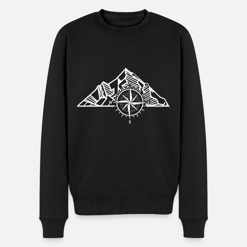Kompass - Berg - (4) - Männer Premium Bio Pullover - Schwarz