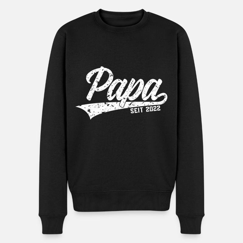 PAPA SEIT 2022 VATERTAG - Männer Premium Bio Pullover - Schwarz
