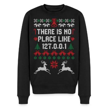 There is no Place like 127.0.0.1 - Männer Premium Bio Pullover - Schwarz - Vorne - Nico (187cm)