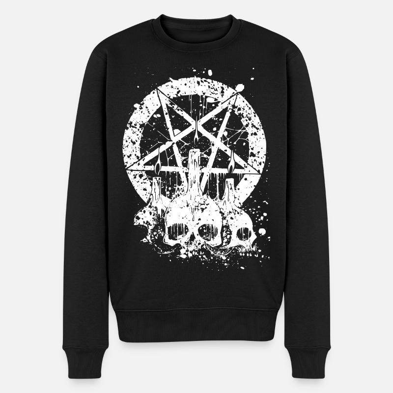 Gothic Skull - Männer Premium Bio Pullover - Schwarz