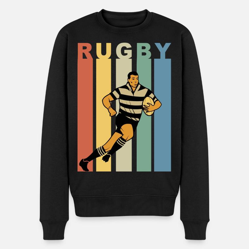 Retro-Rugby-Rugby-Spieler - Männer Premium Bio Pullover - Schwarz