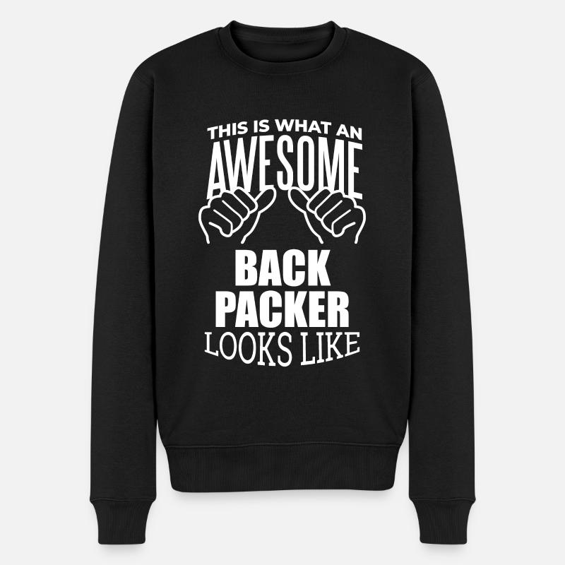 Rucksacktourist - Männer Premium Bio Pullover - Schwarz