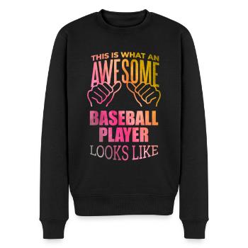 Baseball - Männer Premium Bio Pullover - Schwarz - Vorne - Nico (187cm)
