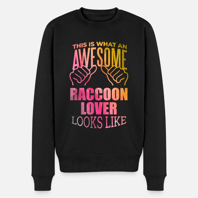 Waschbär - Männer Premium Bio Pullover - Schwarz