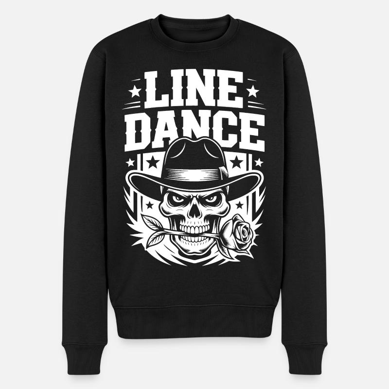 Line Dance Skelett mit Rose - Männer Premium Bio Pullover - Schwarz