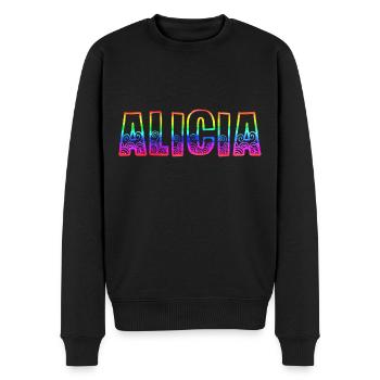 alicia rs regenbogen - Männer Premium Bio Pullover - Schwarz - Vorne - Nico (187cm)