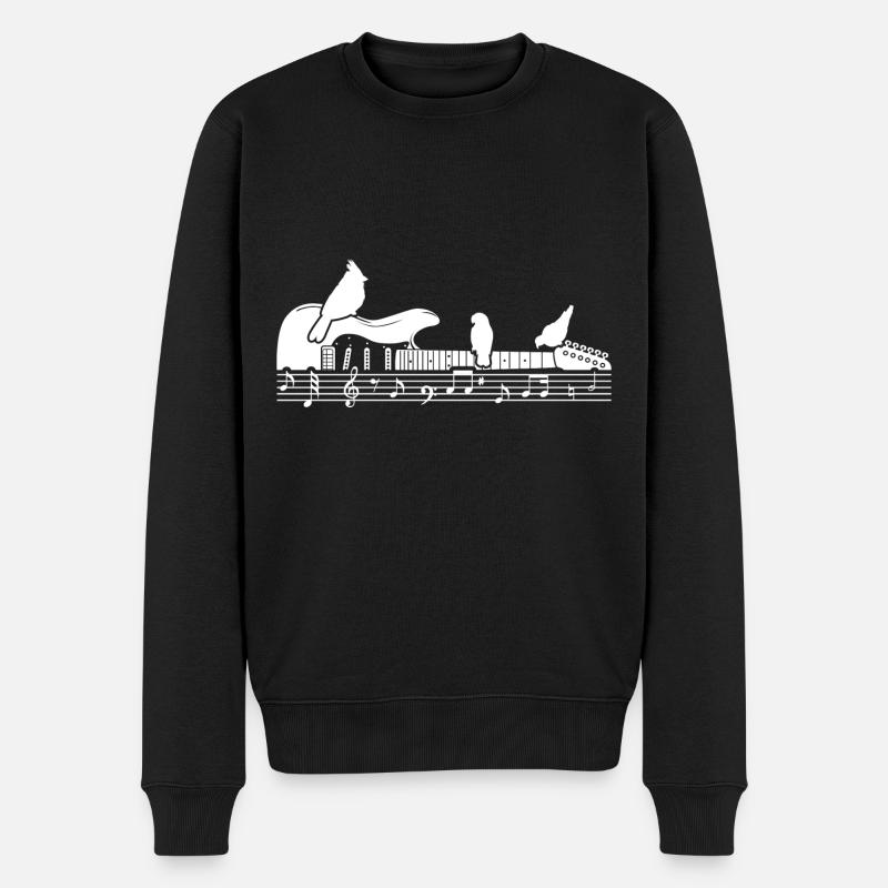 Elektrische Gitarre Vögel Natur Musik - Männer Premium Bio Pullover - Schwarz