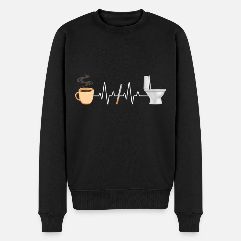 Kaffee Zigarette Toilette Witzig Raucher - Männer Premium Bio Pullover - Schwarz
