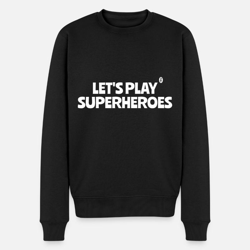Jouons aux super-héros, texte - Pull Premium bio Homme - noir