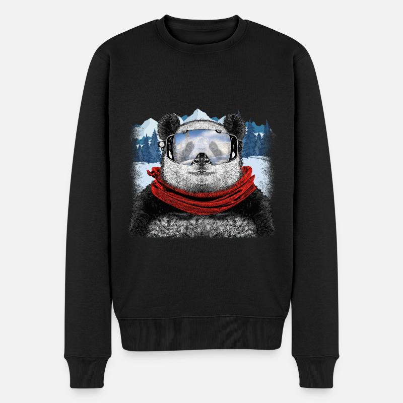 ski panda - Männer Premium Bio Pullover - Schwarz