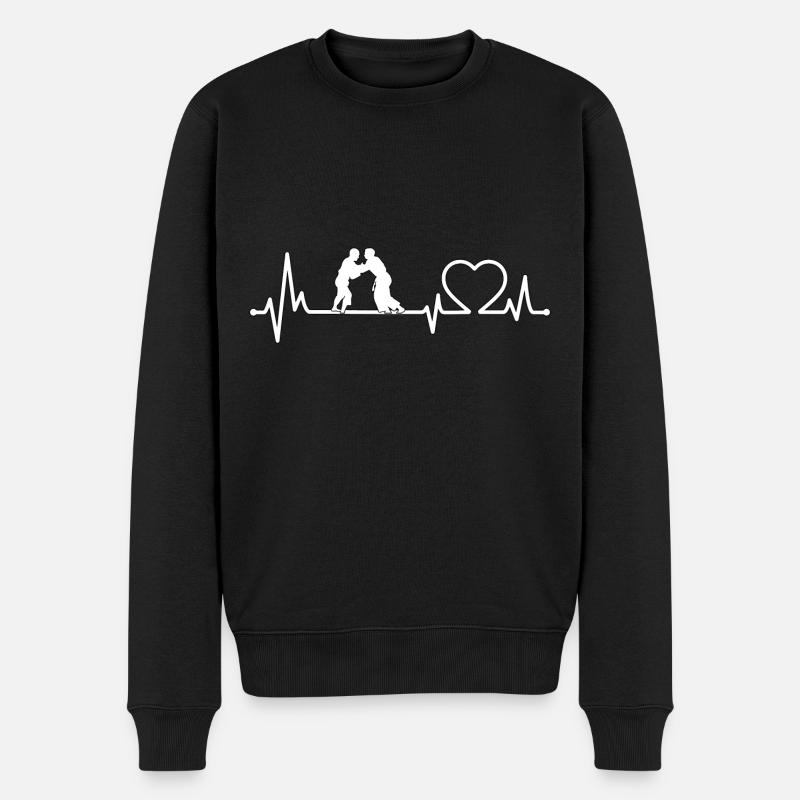 Herzschlag Judo - Männer Premium Bio Pullover - Schwarz