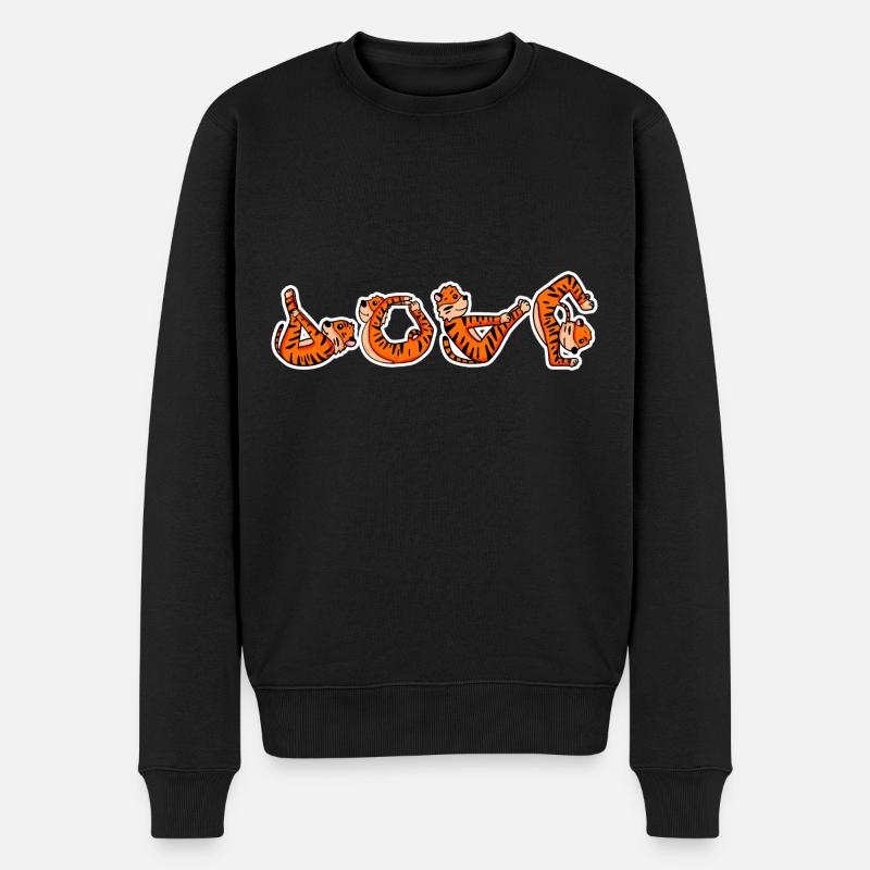 Love Yoga Fitness Tiger - Männer Premium Bio Pullover - Schwarz