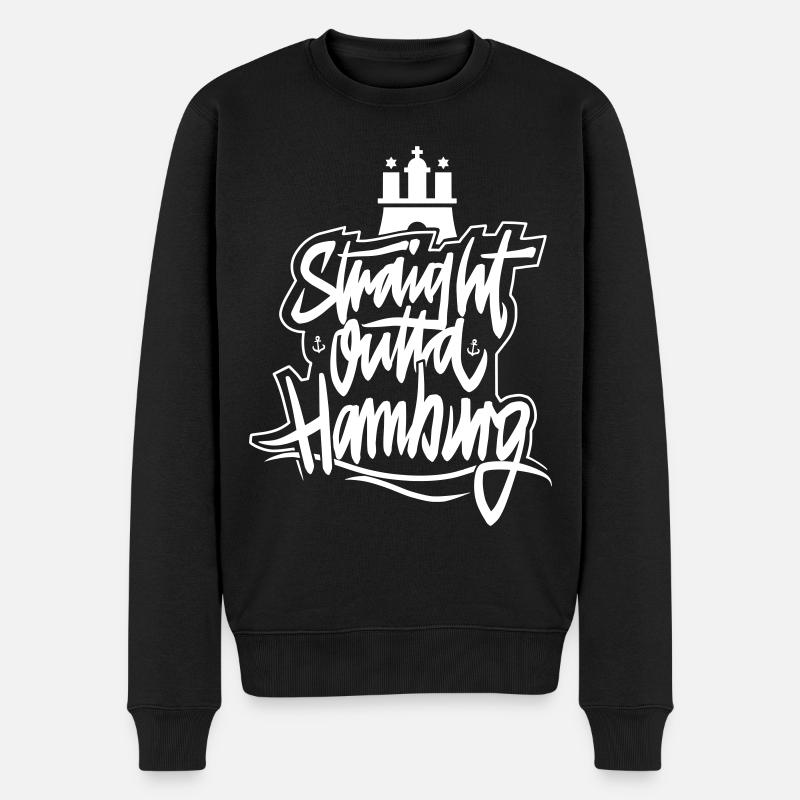 Straight Outta Hamburg - Männer Premium Bio Pullover - Schwarz