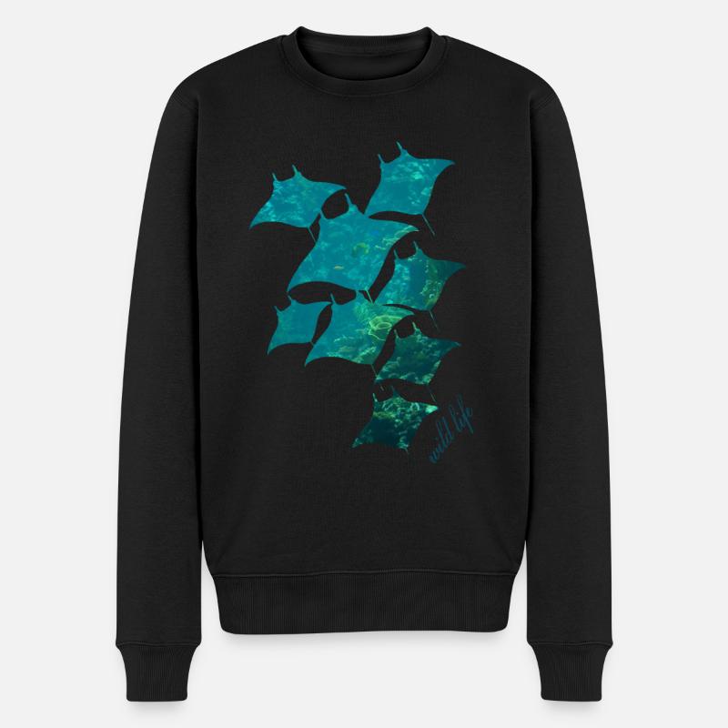 Rochen Wildlife - Männer Premium Bio Pullover - Schwarz