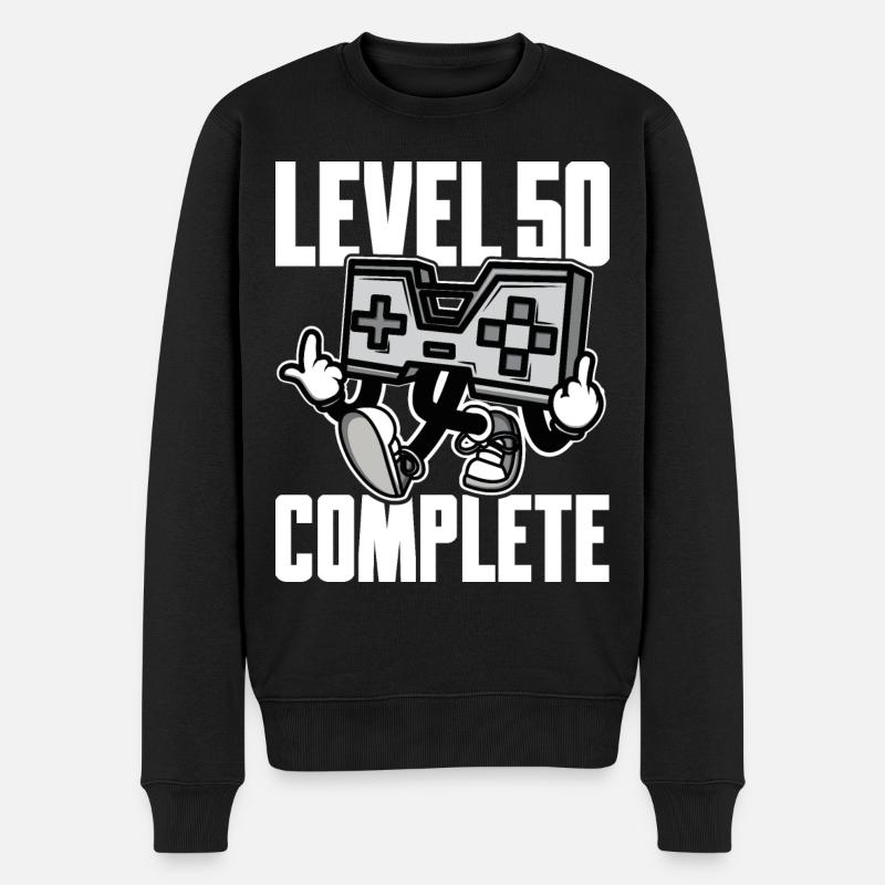 Level 50 Complete Geburtstagsgeschenk 50 Jahre - Männer Premium Bio Pullover - Schwarz