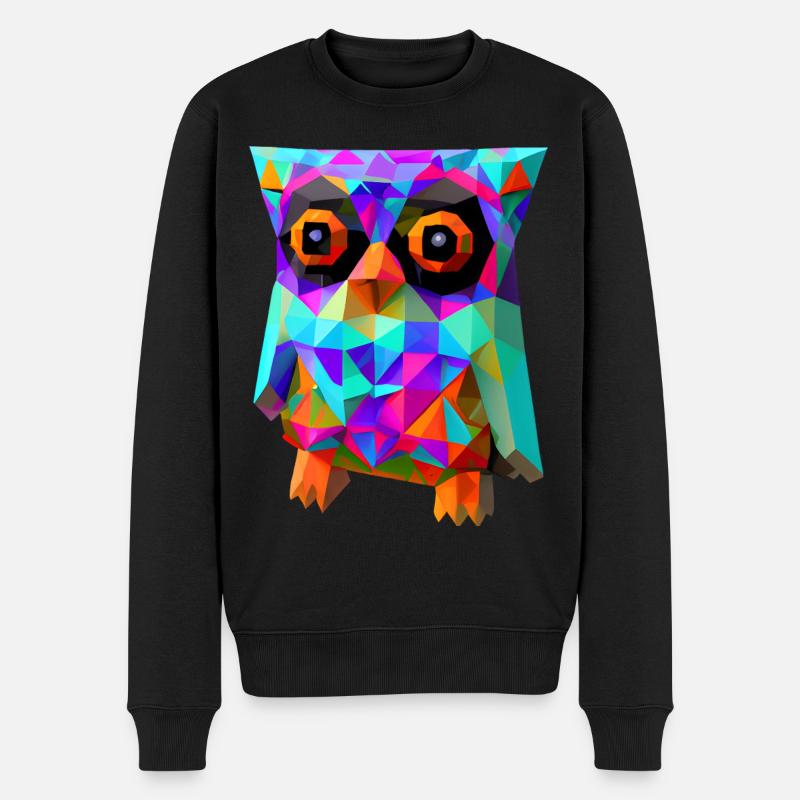 Hibou polygonal - Pull Premium bio Homme - noir