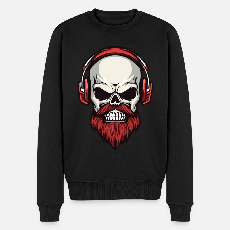 Totenkopf im Hipster-Stil - Männer Premium Bio Pullover - Schwarz