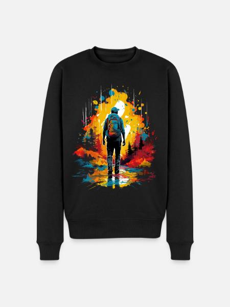 Wandern Berge Bunt - Männer Premium Bio Pullover - Schwarz