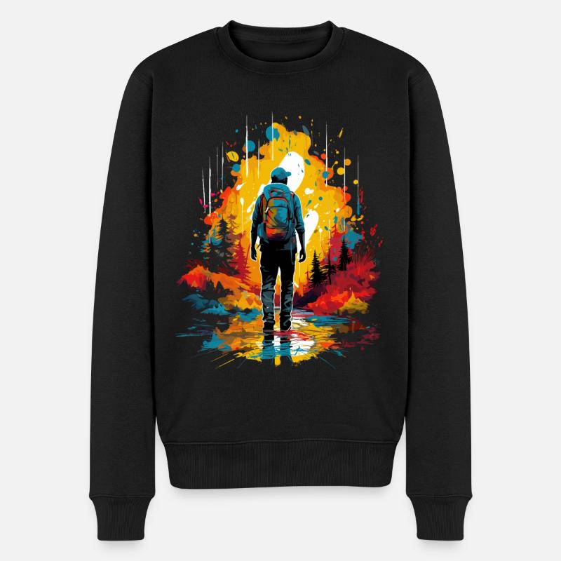 Wandern Berge Bunt - Männer Premium Bio Pullover - Schwarz