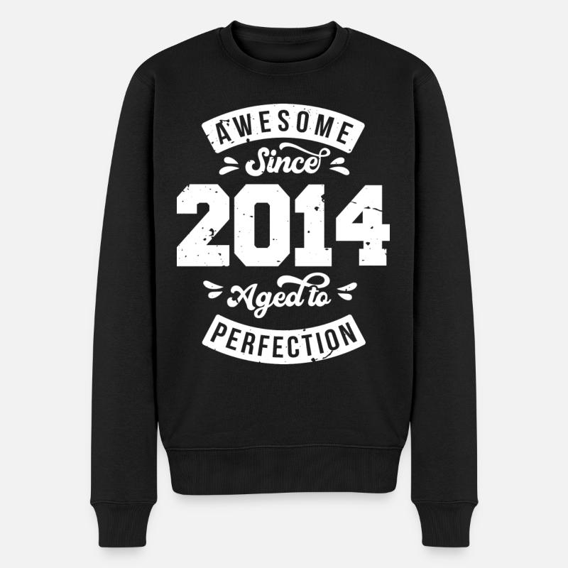 Vintage 2014 Geburtstag - retro 2014 - Männer Premium Bio Pullover - Schwarz
