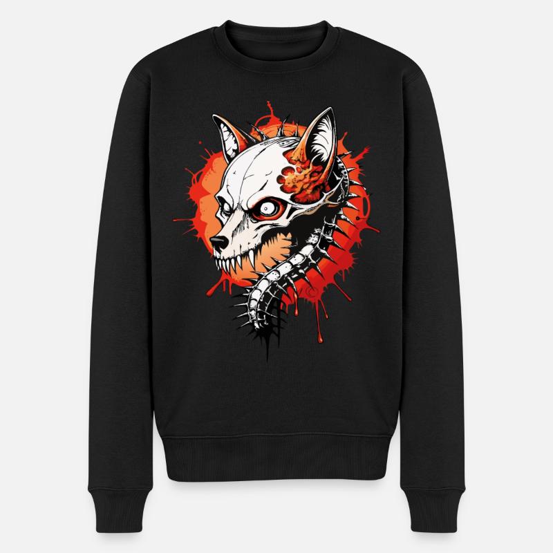 Fox Skull // Totenkopf Fuchs // Reineke FS0009 - Männer Premium Bio Pullover - Schwarz