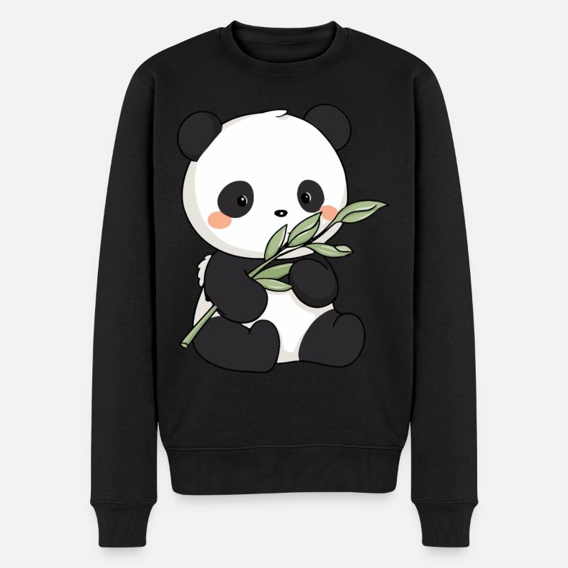 Mignon panda kawaii avec bambou - Pull Premium bio Homme - noir