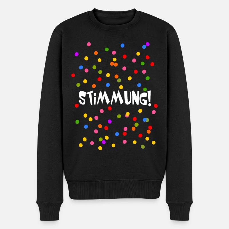 Stimmung Konfetti Fasching Karneval Silvester bunt - Männer Premium Bio Pullover - Schwarz