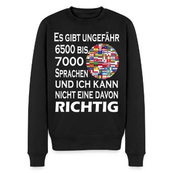 Funny Languages Shirt - I Can't Speak Language - Men's Premium Organic Jumper - black - Front - Nico (187cm)