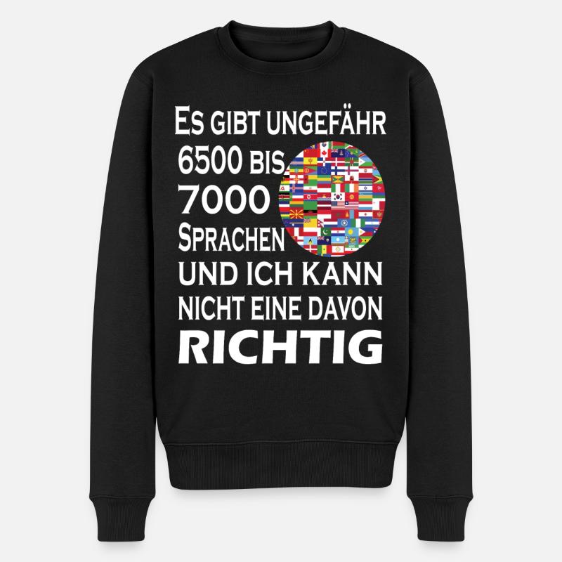 Lustiges Sprachen Shirt - Ich kann keine Sprache - Männer Premium Bio Pullover - Schwarz